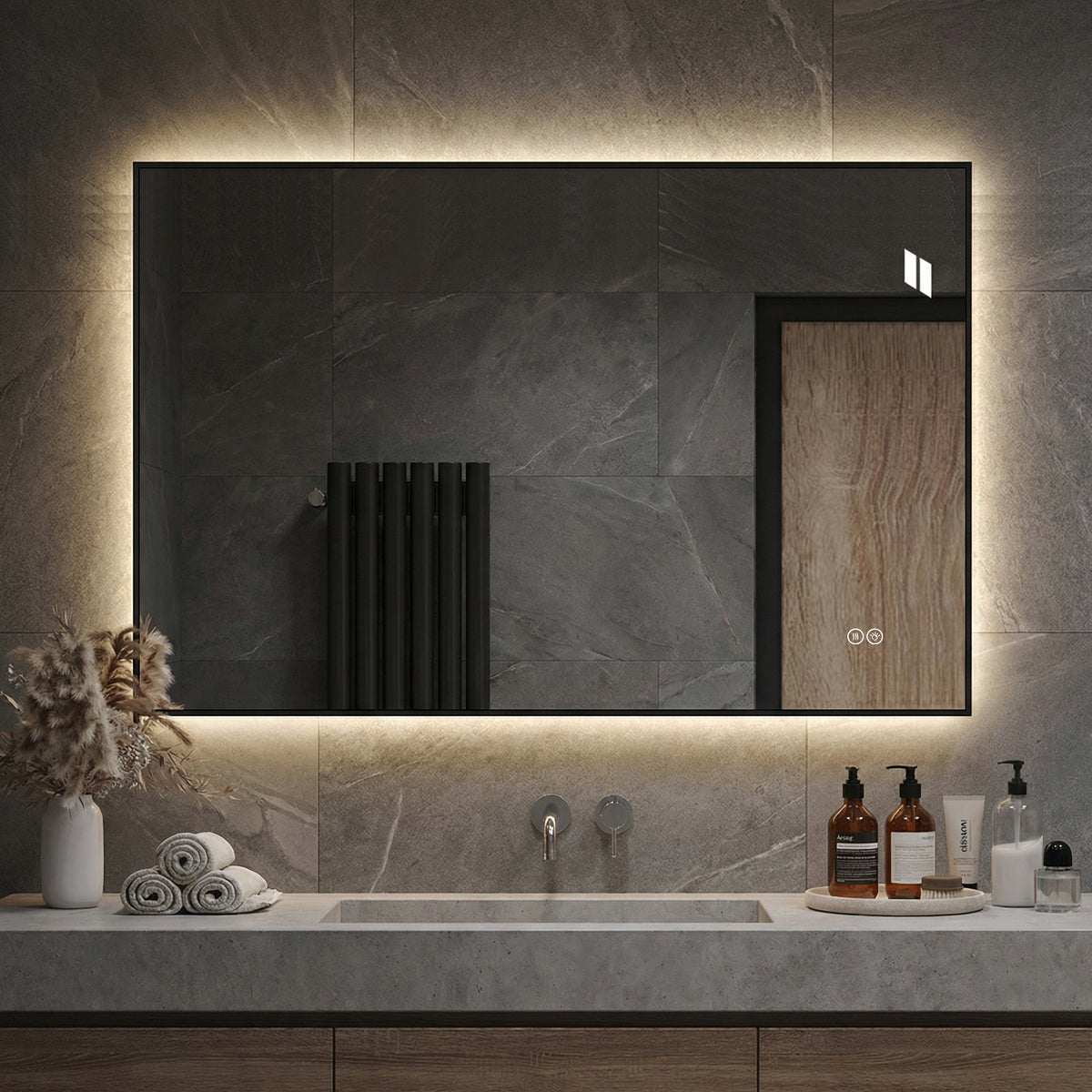 LED Bathroom Mirror 50x70 cm Anti-Fog Dimmable Silver Glass