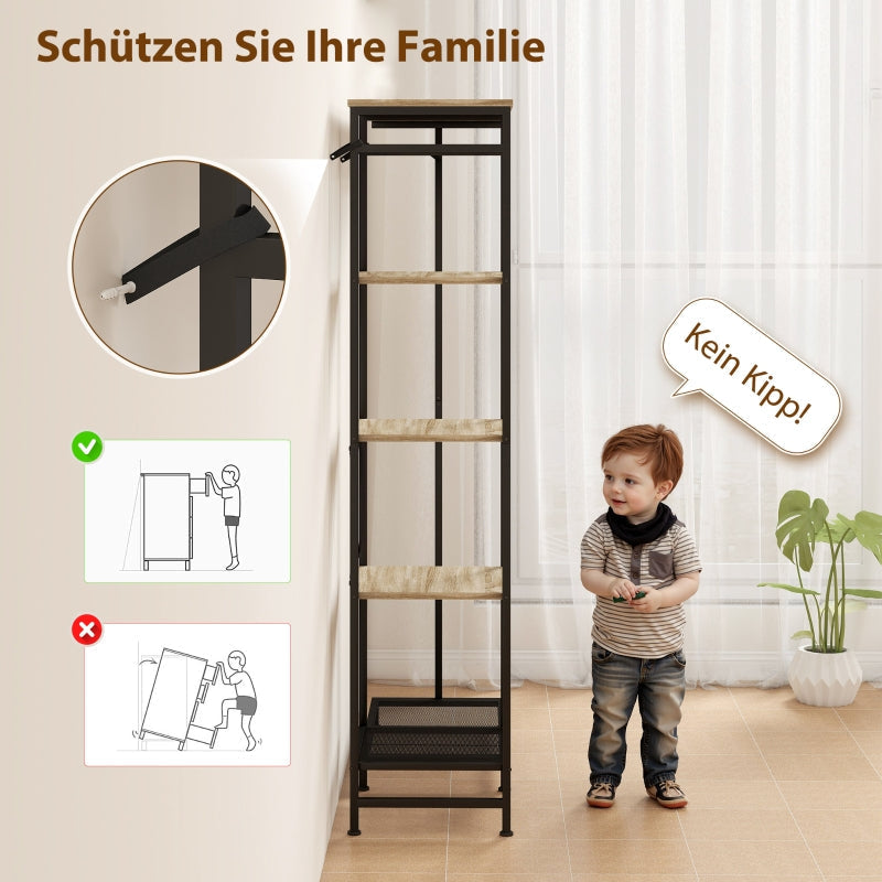 Coat Rack, Clothes Rail Shoe Rack Storage, Oak