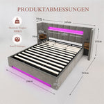 Multifunctional Bed Frame 180x200cm with Storage & LED, Velvet