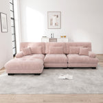 Luxury Modular Corner Sofa - Oversized L-shaped Cloud Couch with Ottoman, Chenille Pink