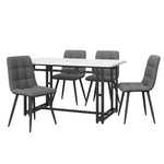 Dining Table Set 5-Piece 120x70cm Modern Kitchen Dark Grey Linen Black