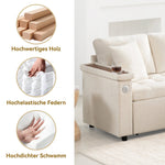 Modern L-shaped Sofa Bed with Storage, USB Charger, and Cushions, Beige