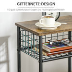 Kitchen Cart with Worktop, 2 Storage Baskets, 360° Swivel Casters, Rustic Brown