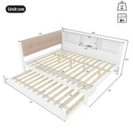 Daybed Sofa Bed 140x200cm Pull-out Bed LED Shelf USB - White Pine Wood