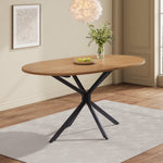 Dining Table Oval 120x80cm 4-6 Seater Metal Legs - Natural