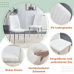 Dining Chairs 4-Piece Set, Silver Metal Legs, White PU Leather