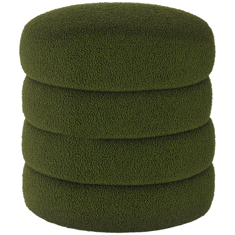 Stool, Round, Teddy Fleece, Green