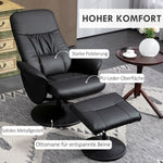 Recliner Chair with Footstool, Swivel Upholstered TV Chair, Faux Leather, Black
