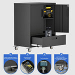 Rolling Metal Tool Cabinet Heavy-Duty Storage H101.5xW76xD51cm - Black/Grey