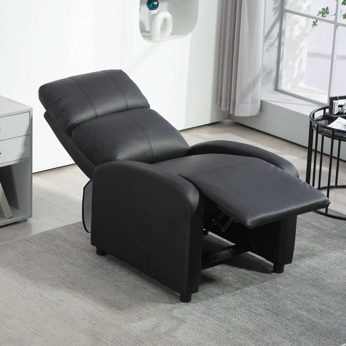 Recliner Chair, Reclining Function, TV, Faux Leather Black