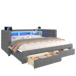 Multifunctional Daybed 90x190cm with Drawers, Grey Velvet