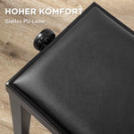 Piano Stool Height-Adjustable, Faux Leather, Black