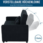 Sleeper Sofa, Convertible 2-Seater Adjustable Angle, Fabric Black