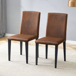 Minimalist Dining Chairs Set of 2 with Metal Legs, Brown Woven Fabric