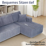 Modular L-Shaped Sofa with Chaise Longue and High-Density Foam, Gray Corduroy