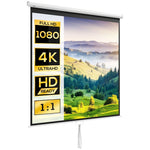 Projector Screen, 178x178cm, 99-inch, 1:1, HD 4K, for Home Theater, Office, Presentations, Plastic