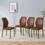 Dining Chairs Set of 4, Lightweight Luxury Style with Tech Fabric and Metal Legs, Brown and Black