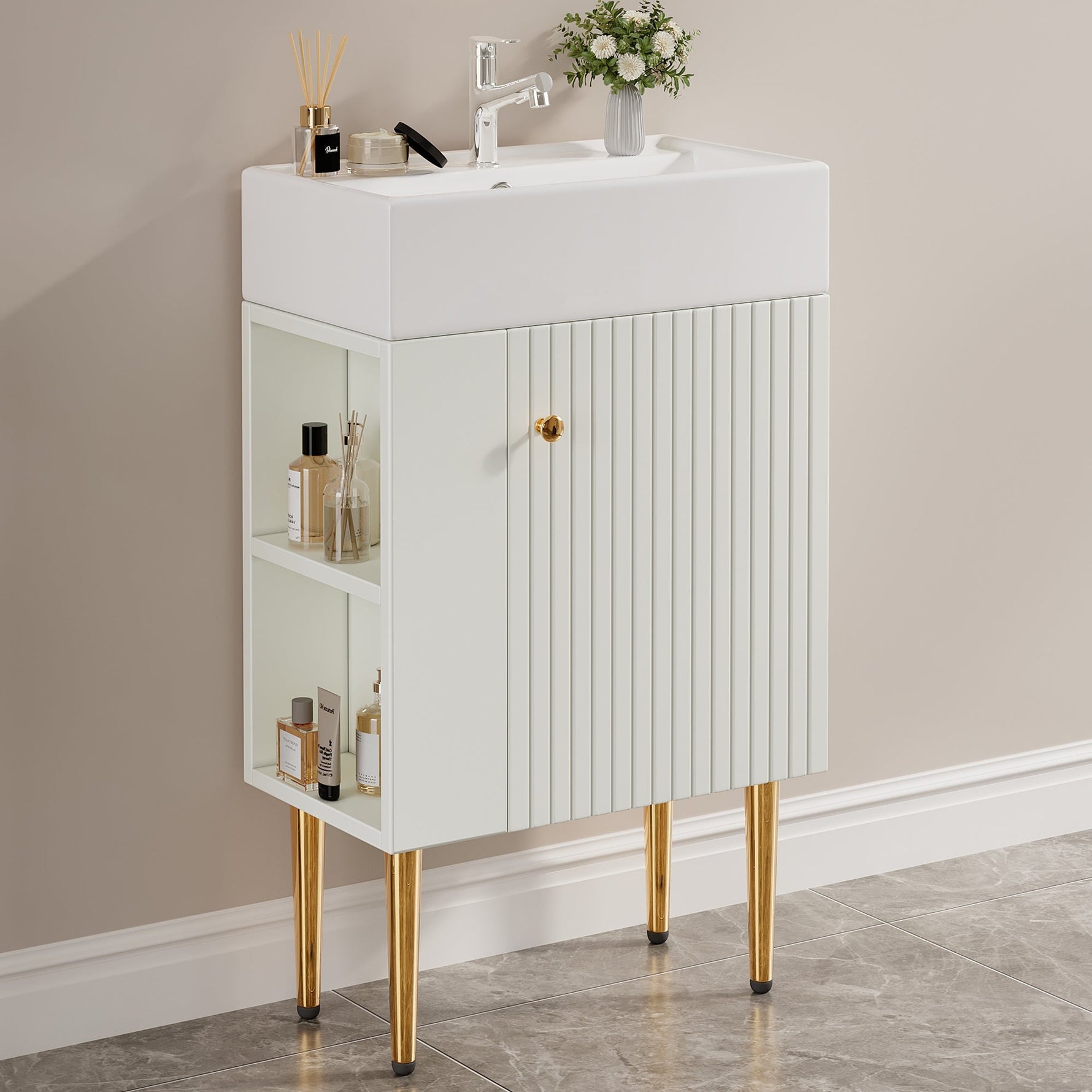 Bathroom Furniture Washbasin 55cm, Guest Bathroom Vanity Unit, White