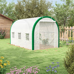 Foil Greenhouse Tunnel, 3.58 x 2.1 x 2.1 m Roller Door, Galvanized Steel, White