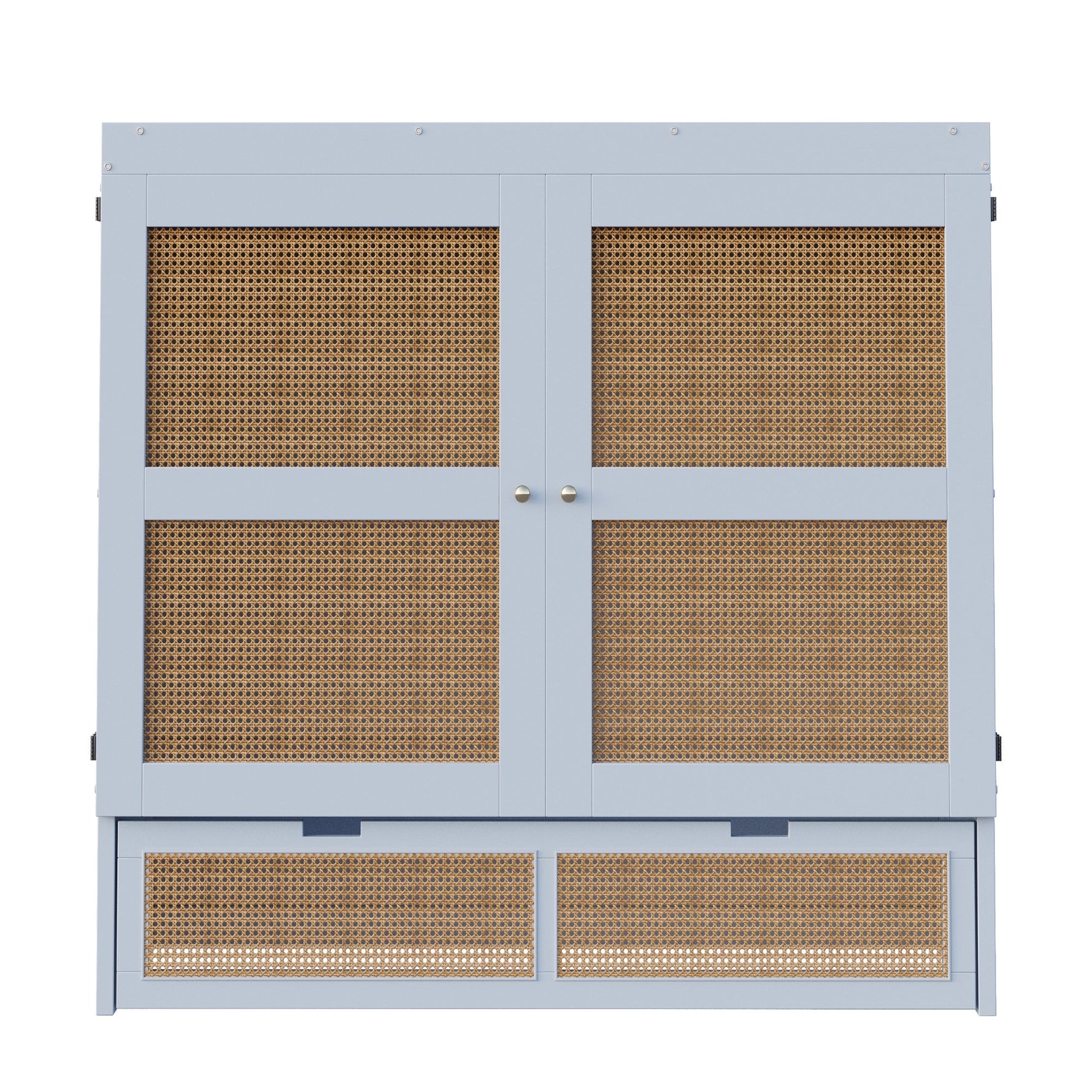 Cabinet with wicker doors on a white background