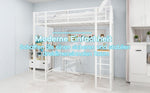 Children's Loft Bed L-Shaped Desk Railing Versatile Stairs Iron Frame