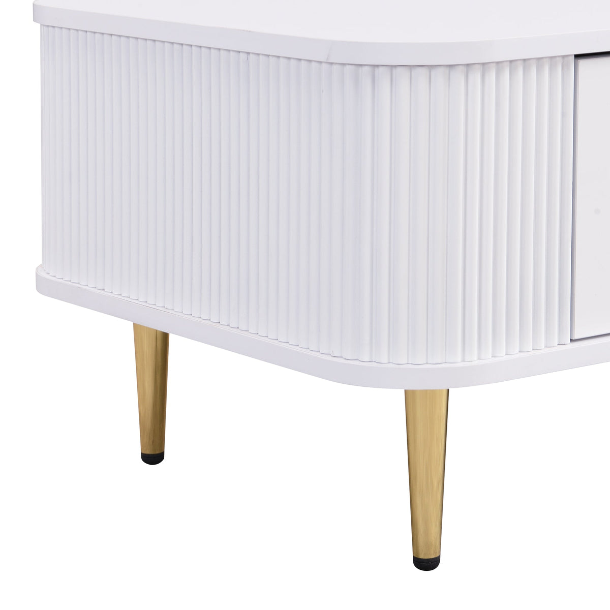 Coffee Table with Drawers, Curved Corners, Wavy Sides, Gold