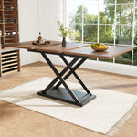 Telescopic Dining Table Extendable 120-160cm Crossed Iron Legs - Walnut