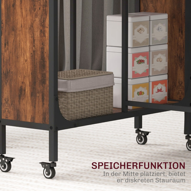 Folding Dining Table 6 Seater with Shelf 130x80x74cm - Reddish-brown