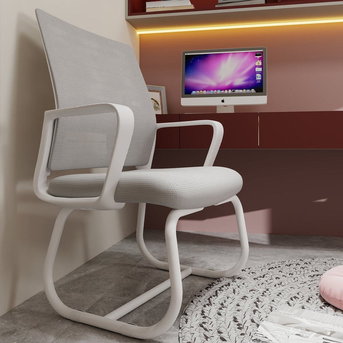 Minimalist Modern Office Chair, Soft & Comfortable, Metal Frame