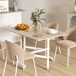 Dining Table for 4-6 People, Foldable with Wheels, Steel Frame, Oak