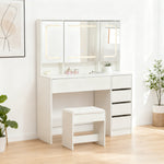 Dressing Table Vanity Set with Stool, Lighting, Mirror, White