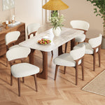 Solid Wood Dining Chairs, Set of 2, Modern Comfortable and Breathable, Light Beige Chenille