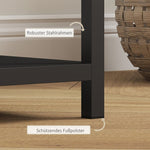 Console Table, 4 Shelves, Steel Frame, Black