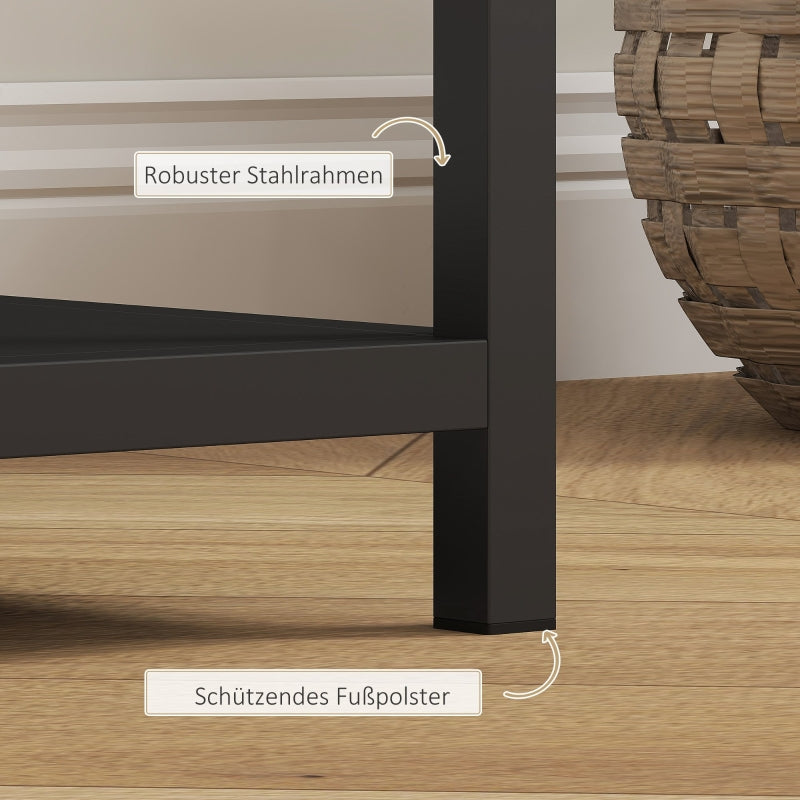 Console Table, 4 Shelves, Steel Frame, Black