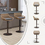 Modern Bar Stool Set of 2, Adjustable, Footrest, Gray