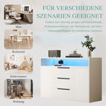Multi-functional Cabinet with Open Shelving, Three Drawers and Side Doors, Matte White
