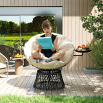 Papasan Chair, 360° Rotatable Wicker with Cushion Ø90 cm, Beige