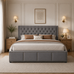 Daybed Sofa Bed 90x200cm with LED & Pull-Out Bed, Grey Linen