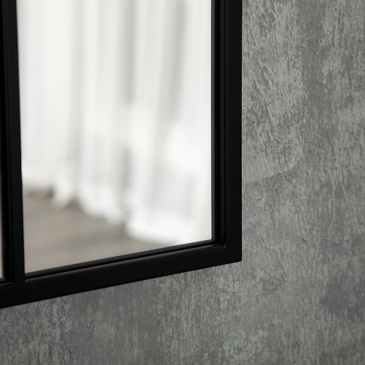 Wall Mirror Window Mirror, Decorative 70x50cm Hanging, Black Metal Frame
