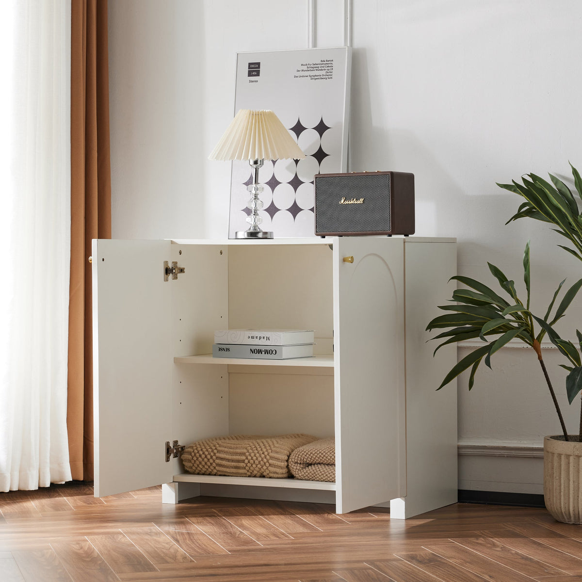 sideboard 2 door cabinet 80 x 40 x 80 cm cream-white
