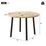 Folding Dining Table, Round 100x100cm, 2-4 Person, Metal Legs, Folding Top, Oak Color