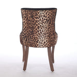 Ultra Side Dining Chair, Set of 2, Thick Fabric, Solid Wood Legs, Leopard Print Fabric