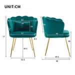 Velvet Chairs, Set of 4 Modern Upholstered with Petal Backs, Gold Metal Legs