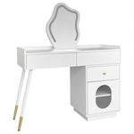 Dressing table with LED mirror and lighting, 3 drawers 1 door, white