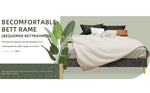 Modern Minimalist Bed Frame - 160x200 cm, Low-Profile, Grey Dutch Velvet