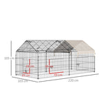 Outdoor Enclosure, Sun Protection, Rabbit Hutch, Metal, Beige and Black