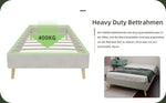 Modern Minimalist Bed Frame, 90x200 cm Low-Profile Base, Beige Dutch Velvet