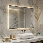 LED Bathroom Mirror 60x80 cm Backlit Anti-Fog, Aluminum Frame