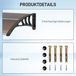Front Door Canopy Lean-to Polycarbonate Weatherproof 75x100cm, Brown