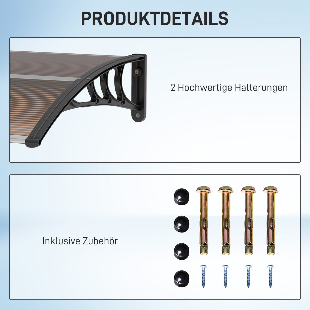 Front Door Canopy Lean-to Polycarbonate Weatherproof 75x100cm, Brown